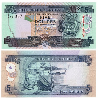 Соломоновы острова, 5 долларов 2009 год.